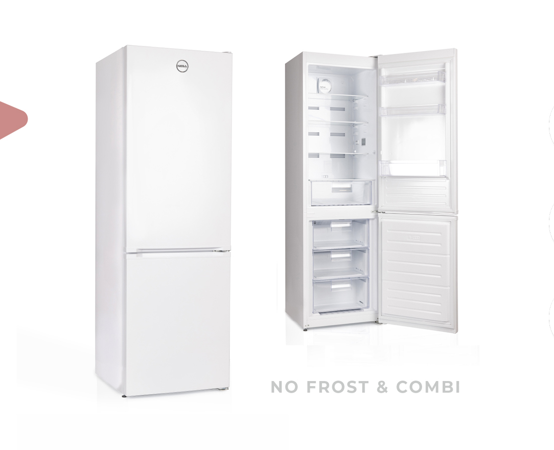 Heladera Top mount de Frost Modelo T379, chica con interior de heladera.