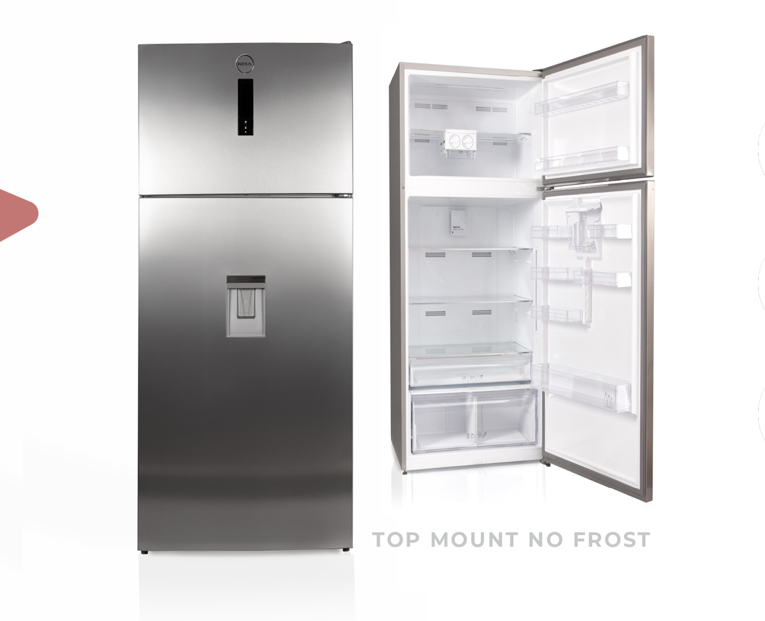 Heladera Top mount de Frost Modelo T643, chica con interior de heladera.