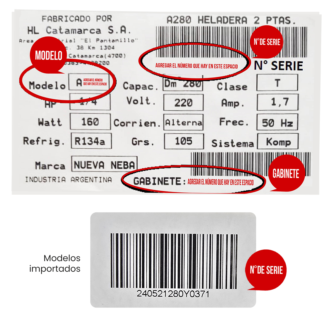 Ejemplo de N° de gabinete o serie